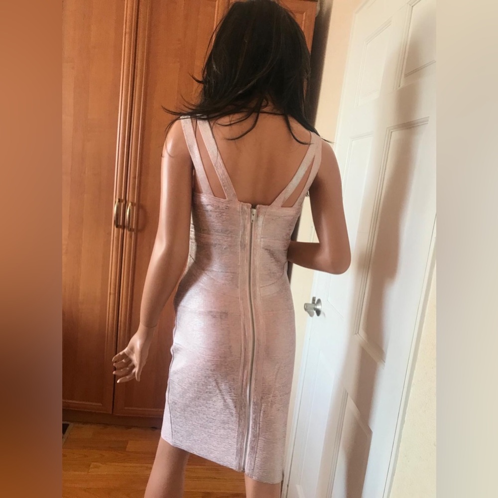 Js Collections Pink & Silver Bodycon Midi Dress W… - image 5